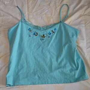 Vintage St. John’s Bay Blue Tank Top – XL – Lace Detail